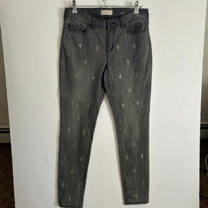 Sundance Primrose Jeans Grey Charcoal Wash Silver Sequins Size 30